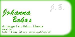 johanna bakos business card